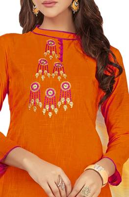 Orange embroidered cotton salwar 2