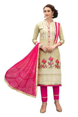 Beige embroidered cotton salwar 1