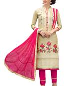 Beige embroidered cotton salwar