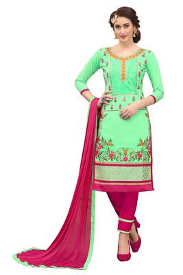 Light-green embroidered cotton salwar 1