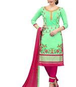Light-green embroidered cotton salwar