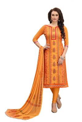 Orange embroidered cotton salwar 1