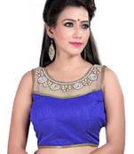Blue Embroidered Banglori Silk Designer Blouse