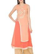 Multicolor Georgette Gota Embroidery Long Straight kurti