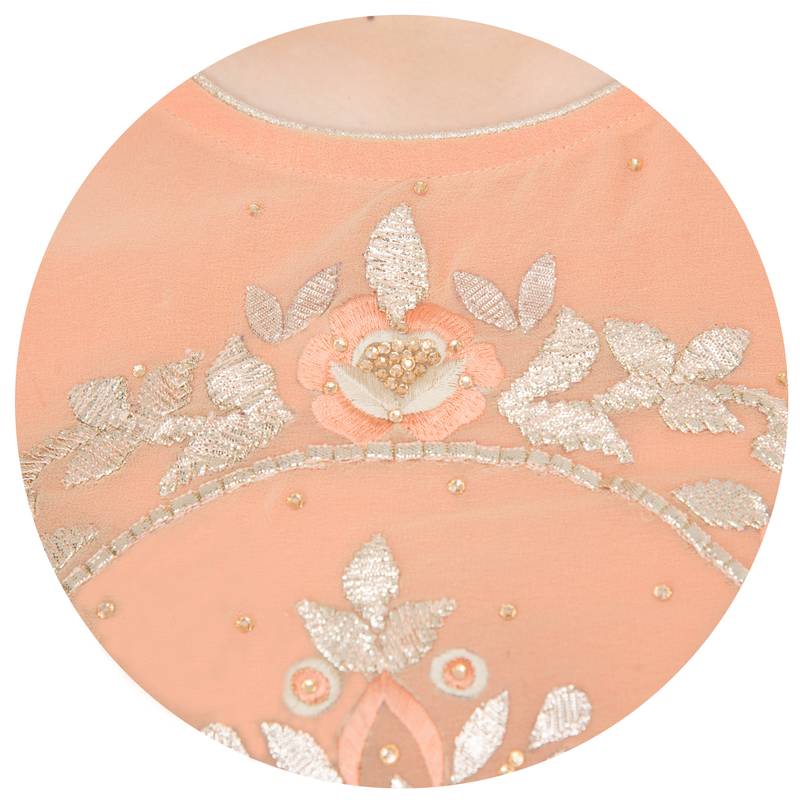 Multicolor Georgette Gota Embroidery Long Straight kurti