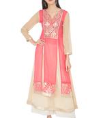 Multicolor Georgette Gota Embroidery Long Straight kurti