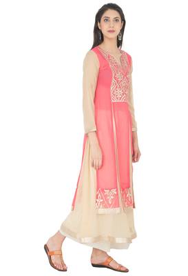 Multicolor Georgette Gota Embroidery Long Straight kurti 2
