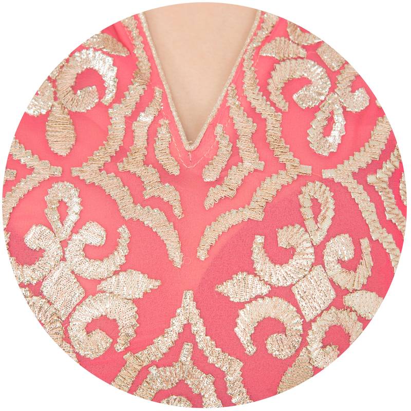 Multicolor Georgette Gota Embroidery Long Straight kurti