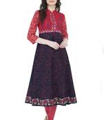 Multicolor Cotton Screen Prints Long Anarkali kurti