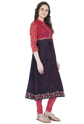Multicolor Cotton Screen Prints Long Anarkali kurti 2
