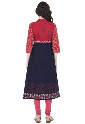 Multicolor Cotton Screen Prints Long Anarkali kurti 4