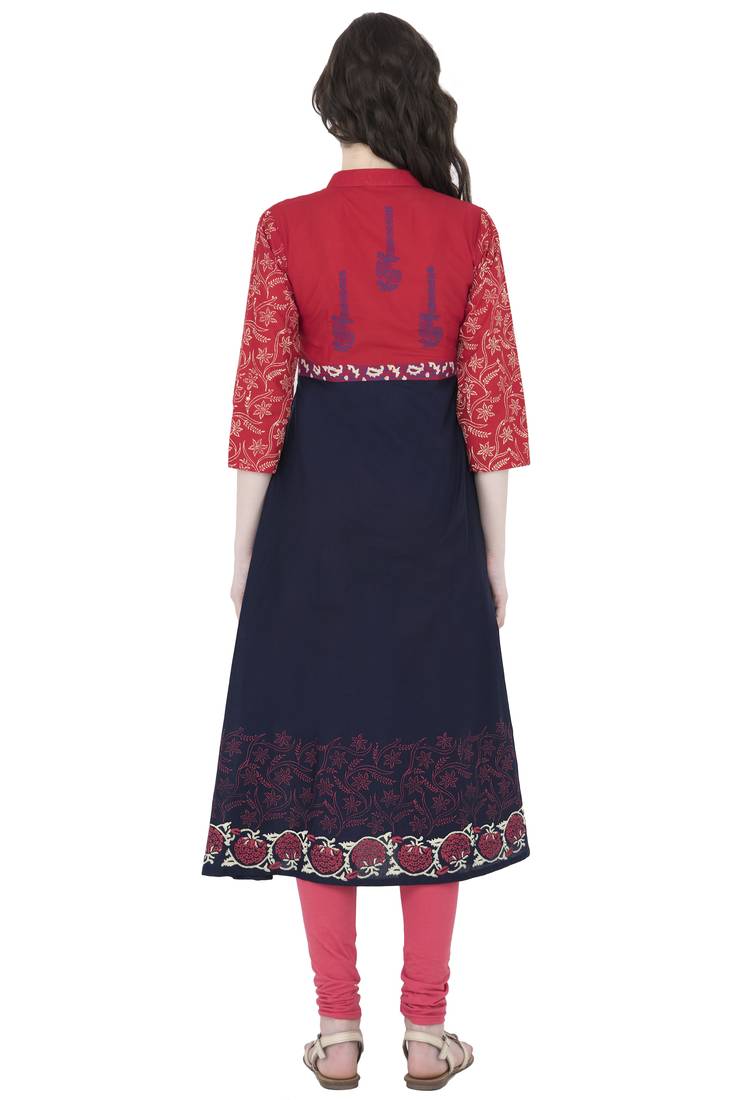 Multicolor Cotton Screen Prints Long Anarkali kurti