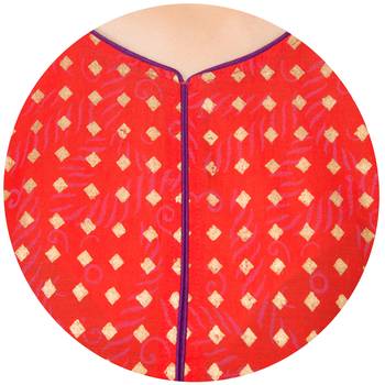 Red Cotton Block Prints Long Anarkali kurti 5