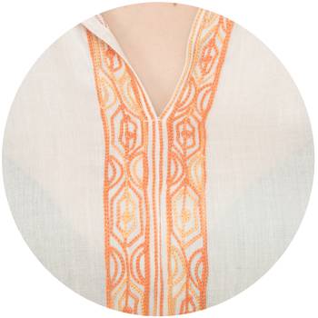 Off-White Georgette Embroidery Long Straight Kurti 4