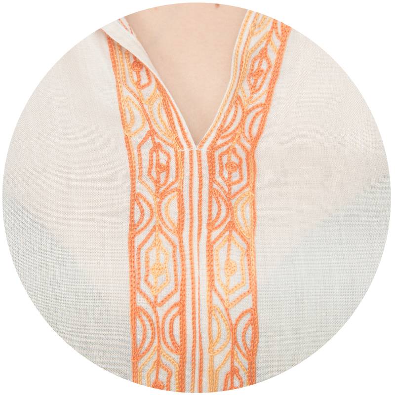 Off-White Georgette Embroidery Long Straight Kurti