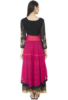 Black & Pink Georgette Embroidery Long Anarkali kurti 4