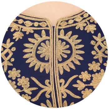 Navy Blue Georgette Dori Embroidery Long Straight kurti 5