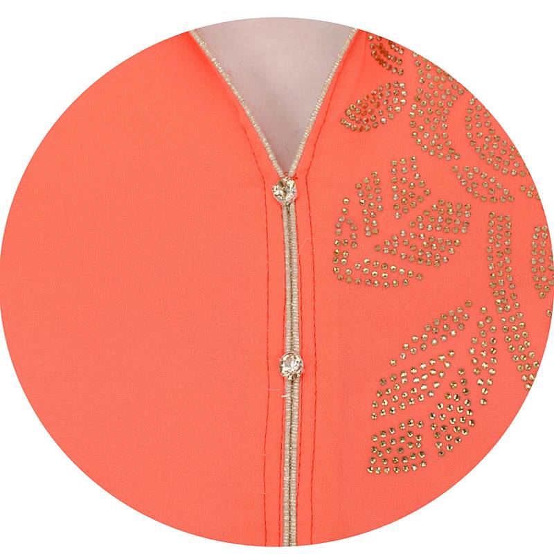 Orange Georgette With Chandala Work Long Straight Kurti