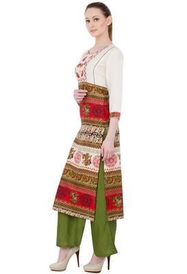 Multicolor Rayon Aari Embroidery  Long Straight Kurti 3