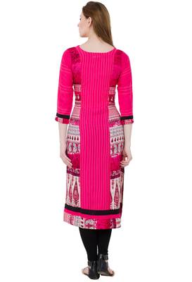 Pink Rayon Digital prints Long Anarkali Kurti 4