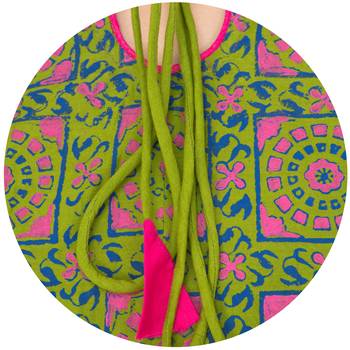 Mehendi Green Cotton Block Prints Long Anarkali kurti 4