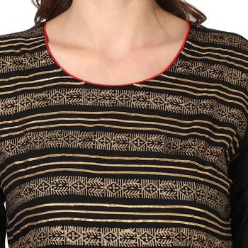 Black Cotton Block Prints Long Anarkali kurti 5