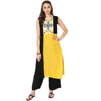Multicolor Cotton Block Prints Long Straight kurti 1