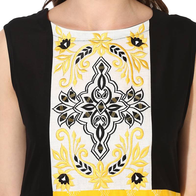 Multicolor Cotton Block Prints Long Straight kurti