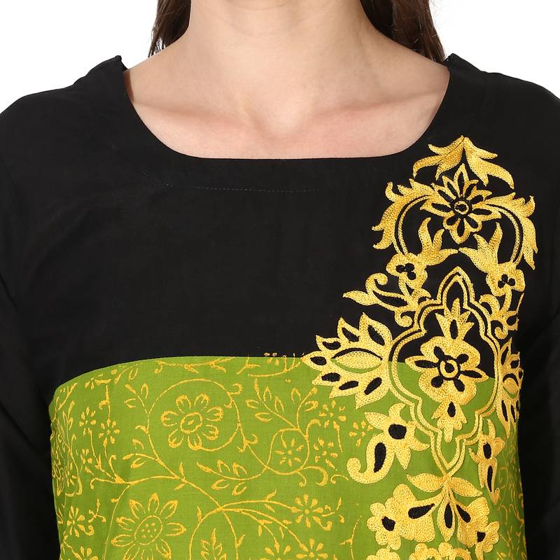 Multicolor Cotton Block Prints Long Straight kurti