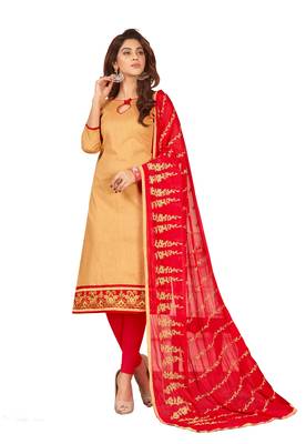 Beige embroidered cotton salwar 1