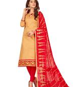 Beige embroidered cotton salwar