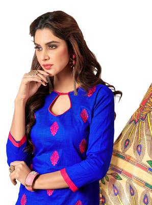 Blue embroidered cotton salwar 4