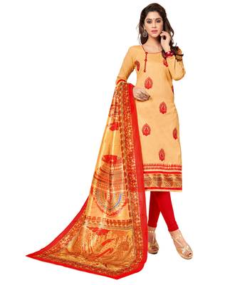 Beige embroidered cotton salwar 1