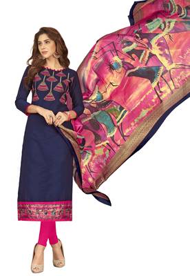 Blue embroidered cotton salwar 1