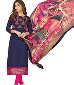 Blue embroidered cotton salwar