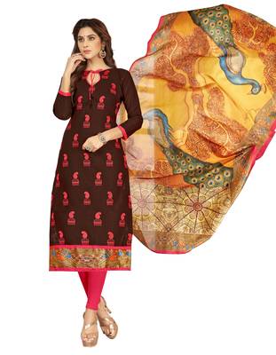 Brown embroidered cotton salwar 1