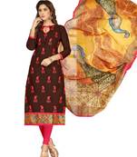 Brown embroidered cotton salwar