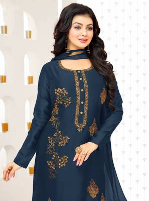 Navy-blue embroidered cotton salwar 2