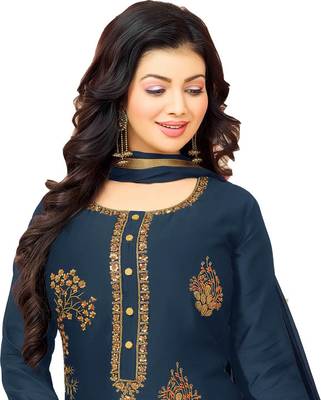 Navy-blue embroidered cotton salwar 3
