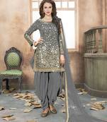 Silver mirror taffeta salwar kameez with dupatta
