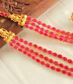 Awesome Multilayer Matte Finish Ruby Lakshmi Mugappu Haar Set