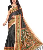 Multicolor printed pure khadi saree with blouse