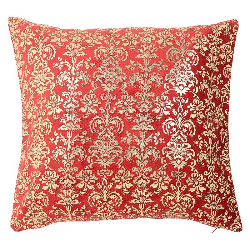 Red Velvet Velvet casual Foil Print Cushion Cover ( 45 x 45 Cm Red