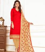 Red embroidered cotton salwar