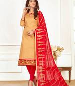 Beige embroidered cotton salwar