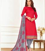 Red embroidered cotton salwar