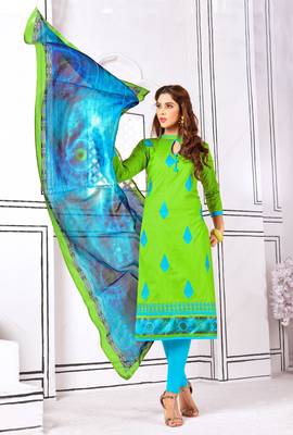 Green embroidered cotton salwar 1