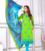 Green embroidered cotton salwar