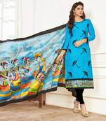 Blue embroidered cotton salwar