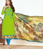 Green embroidered cotton salwar